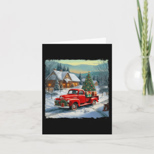 Vintag Wagenroter Lkw Frohe Weihnachtsbaumschnee Karte