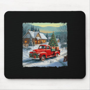 Vintag Wagenroter Lkw Frohe Weihnachtsbaumschnee Mousepad