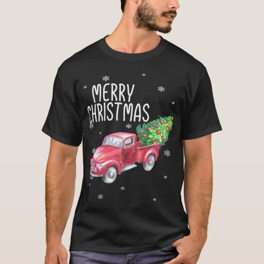 Vintag Wagon, LKW Tree Frohe Weihnachtsjama T-Shirt (Vorderseite)