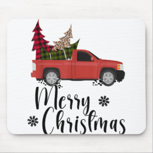 Vintag Wagon Red Truck Buffalo Karierter Weihnacht Mousepad