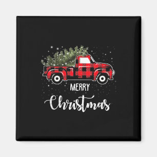 Vintag Wagon Red Truck Weihnachtsbaum Pajama Fami Magnet