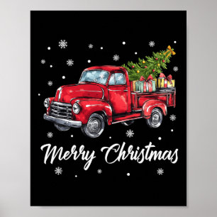 Vintag Wagon Red Truck Weihnachtsbaum Pajama Fami Poster