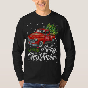 Vintag Wagon Red Truck Weihnachtsbaum Pajama Fami T-Shirt