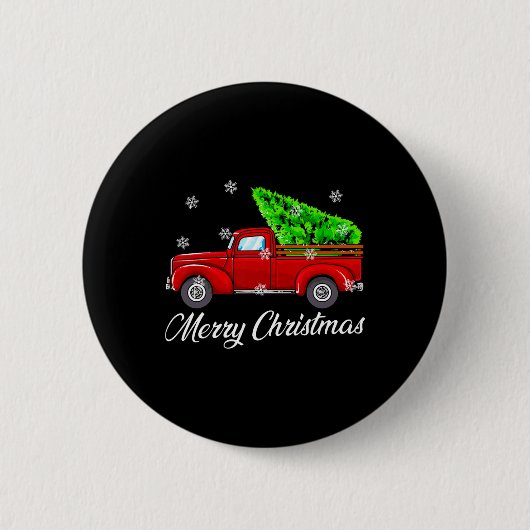 Vintag Wagon Weihnachtsbaum Red Retro Bauer Truc Button (Vorderseite)