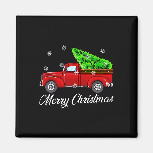 Vintag Wagon Weihnachtsbaum Red Retro Bauer Truc Magnet (Vorne)