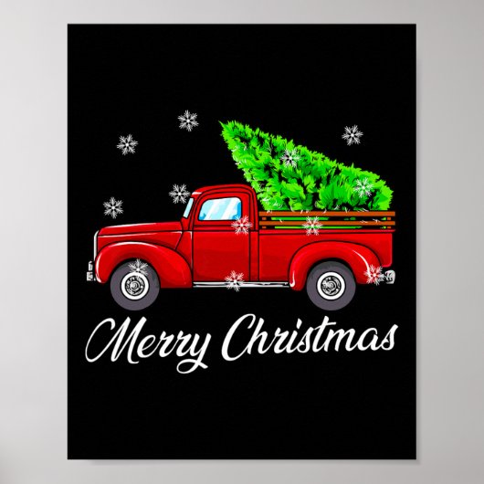 Vintag Wagon Weihnachtsbaum Red Retro Bauer Truc Poster (Vorne)