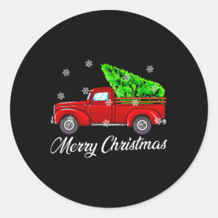 Vintag Wagon Weihnachtsbaum Red Retro Bauer Truc Runder Aufkleber