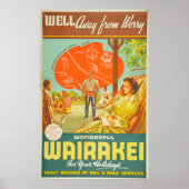 Vintag Wairakei New Zealand Travel Poster (Vorne)