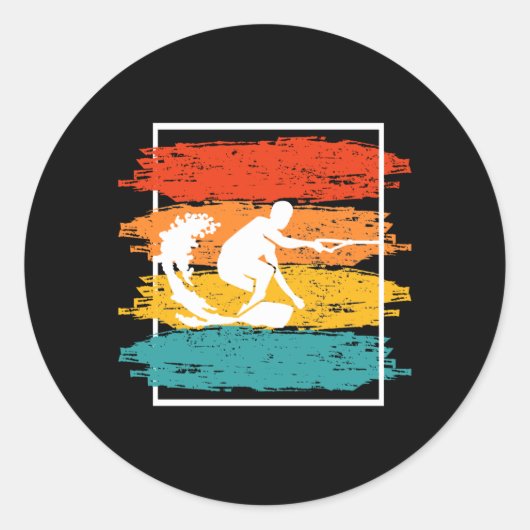 Vintag Wakeboarding Wakesurfing Wakesurfer Runder Aufkleber (Vorderseite)