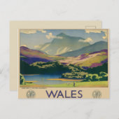 Vintag Wales Travel Poster Postkarte (Vorne/Hinten)