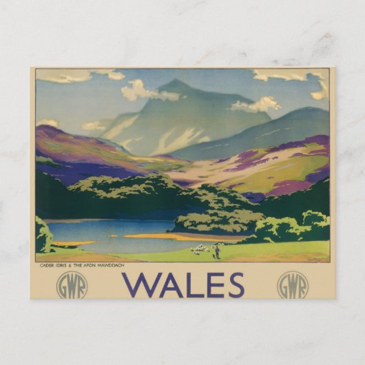 Vintag Wales Travel Poster Postkarte (Vorderseite)