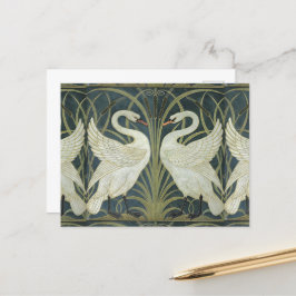 Vintag Walter Crane Swan Rush und Iris Postkarte