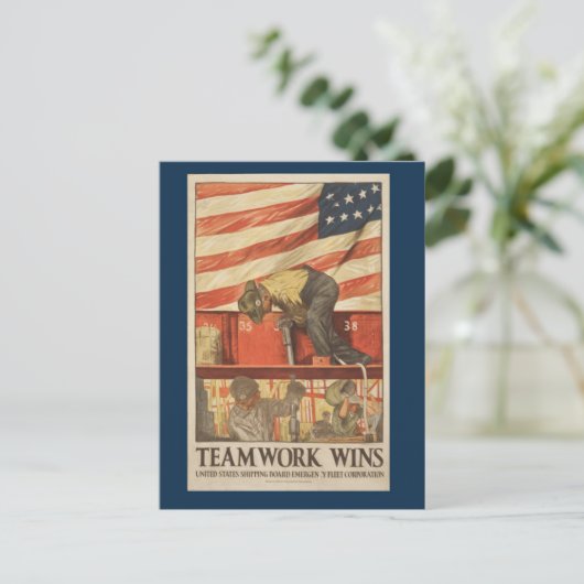 Vintag War Teamwork Postkarte (Stehend Vorderseite)