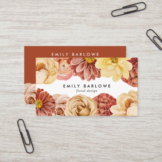 Vintag warme Wasserfarbenflora Visitenkarte (Vorderseite/Rückseite Beispiel)