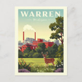 Vintag Warren Michigan Postkarte (Vorderseite)