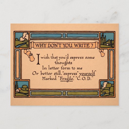 Vintag, warum du keine Postkarte schreibst (Vorderseite)