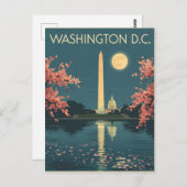 Vintag Washington D.C. Cherry Blossoms Travel Postkarte (Vorne/Hinten)