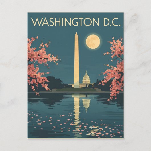 Vintag Washington D.C. Cherry Blossoms Travel Postkarte (Vorderseite)