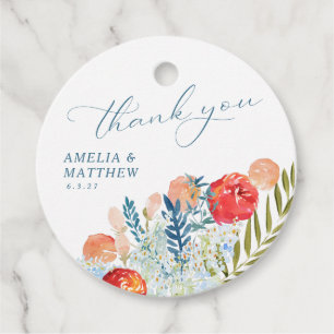 Vintag Watercolor Floral Boho Hochzeit Vielen Dank Geschenkanhänger