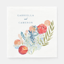 Vintag Watercolor Florals Boho Garden Wedding Serviette