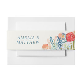 Vintag Watercolor Florals Boho Wedding Einladungsbanderole