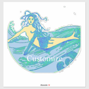 Vintag Waveriding Mermaid Thunder_Cove Aufkleber