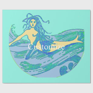 Vintag Waveriding Mermaid Thunder_Cove Geschenkpapier