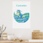 Vintag Waveriding Mermaid Thunder_Cove Poster (Küche)