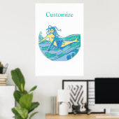 Vintag Waveriding Mermaid Thunder_Cove Poster (Heimbüro)