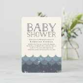 Vintag Waves Navy Baby Shower Einladung (Stehend Vorderseite)