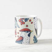 Vintag Waxwings Weihnachtsmuster Kaffeetasse (VorderseiteRechts)