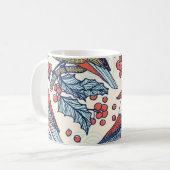 Vintag Waxwings Weihnachtsmuster Kaffeetasse (Vorderseite Links)
