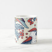 Vintag Waxwings Weihnachtsmuster Kaffeetasse (Mittel)