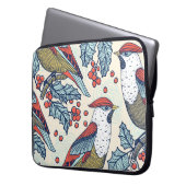 Vintag Waxwings Weihnachtsmuster Laptopschutzhülle (Vorderseite Links)