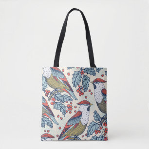 Vintag Waxwings Weihnachtsmuster Tasche