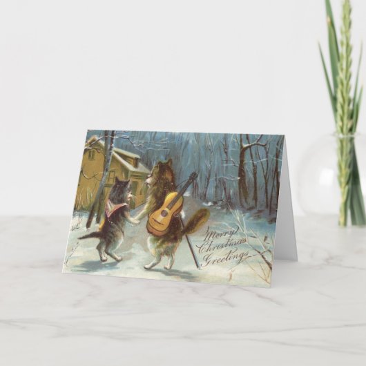 Vintag - Weihnachten eines Katzen-Paares, (Vorderseite)