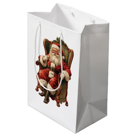 Vintag Weihnachten Mittlere Geschenktüte (Rückseite Schrägansicht)