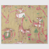 Vintag, Weihnachten, Rentier, rustikal Geschenkpapier (Flach)