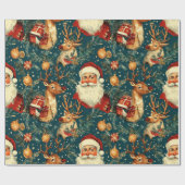 "Vintag Weihnachten und Reindeweihnachtsfest Geschenkpapier (Flach)