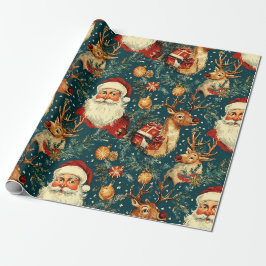 "Vintag Weihnachten und Reindeweihnachtsfest Geschenkpapier