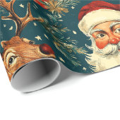 "Vintag Weihnachten und Reindeweihnachtsfest Geschenkpapier (Rolleneckpunkt)