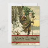 Vintag Weihnachten Viktorianischer Urlaub Einladung (Vorderseite)