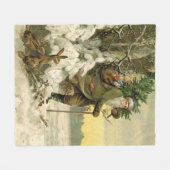 Vintag Weihnachten Viktorianischer Urlaub Fleecedecke (Vorderseite (Horizontal))