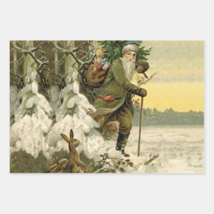 Vintag Weihnachten Viktorianischer Urlaub Geschenkpapier Set