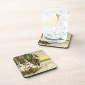 Vintag Weihnachten Viktorianischer Urlaub Getränkeuntersetzer (Rechte Seite)