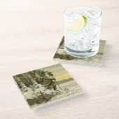 Vintag Weihnachten Viktorianischer Urlaub Glasuntersetzer (Schrägansicht)