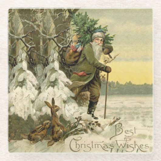 Vintag Weihnachten Viktorianischer Urlaub Glasuntersetzer (Vorderseite)