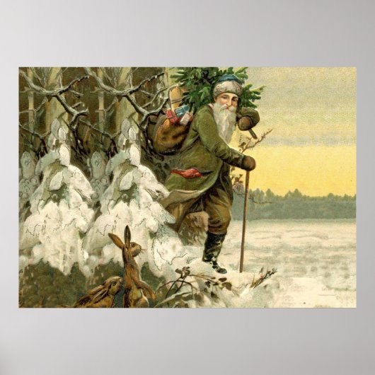 Vintag Weihnachten Viktorianischer Urlaub Poster (Vorne)