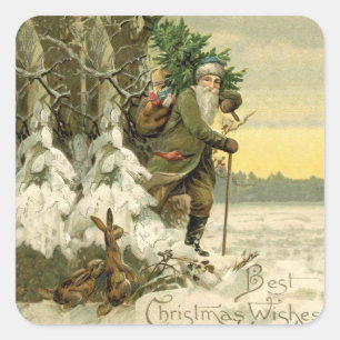 Vintag Weihnachten Viktorianischer Urlaub Quadratischer Aufkleber