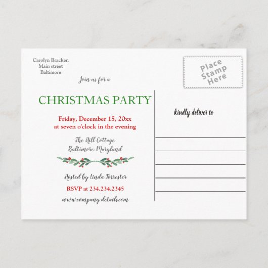 Vintag| Weihnachtsessen| Feiertag Ankündigungspostkarte (Rückseite)